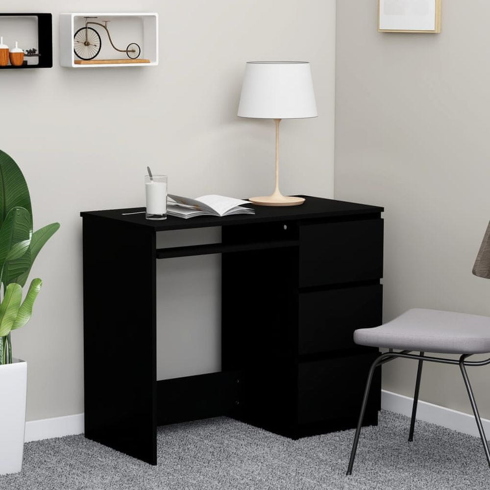 Vidaxl Písací stôl, čierny 90x45x76 cm, drevotrieska